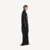 „The Door“ – langes, drapiertes Damenkleid in Schwarz