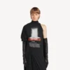 „The Door“ – langes, drapiertes Damenkleid in Schwarz