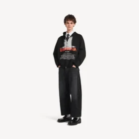 „The Door“ Oversize-Hoodie mit Reißverschluss für Herren in Schwarz