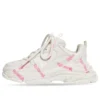 Triple S Logotype Sneaker „Weiß und Rosa, technisches Material“ 654251W2FAB9050