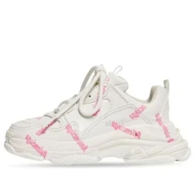 Triple S Logotype Sneaker „Weiß und Rosa, technisches Material“ 654251W2FAB9050
