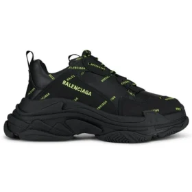 Triple S Sneaker „Allover Logo – Schwarz Fluo-Gelb“ 536737W2FA11070