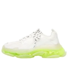 Triple S Sneaker „Clear Sole – Weiß-Fluo-Gelb“ 544351W2FR19073