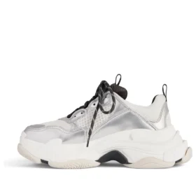Triple S Sneaker „Schwarz Weiß Silber Double Foam und Mesh“ 524039W2FWM8191
