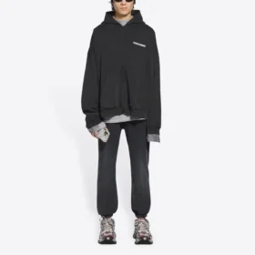 Turn Hoodie mit Reißverschluss, weite Passform „Schwarz“ 674719TLVB49034