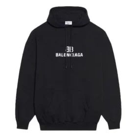 Unisex FW21 Fleece mit Logo-Aufdruck, langärmelig, mit Kapuze, schwarz 600583TKVI81070