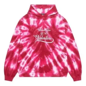 Valentinstag-Tie-Dye-Hoodie, weite Passform „Rot“ 675003TLVI86802