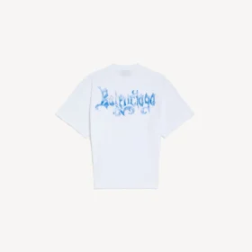 Weißes Kurzarm-Top für Damen mit Sketchy-Motiv
