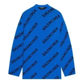 Wollpullover mit Rundhalsausschnitt und durchgehendem Logo „Blue“ 657400T15673964