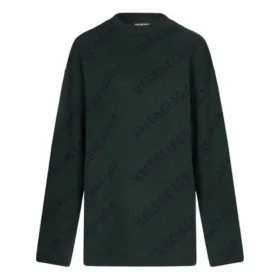 Wollpullover mit Rundhalsausschnitt und durchgehendem Logo „Dark Green“ 657400T15673050