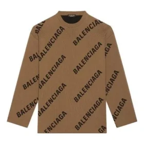 Wollpullover mit Rundhalsausschnitt und durchgehendem Logo „Hellbraun“ 657401T32002900