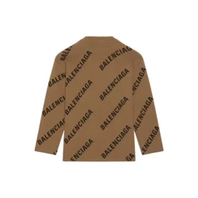 Wollpullover mit Rundhalsausschnitt und durchgehendem Logo „Hellbraun“ 657401T32002900