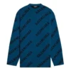 Wollpullover mit Rundhalsausschnitt und durchgehendem Logo „Petrol Blue“ 657400T15672470