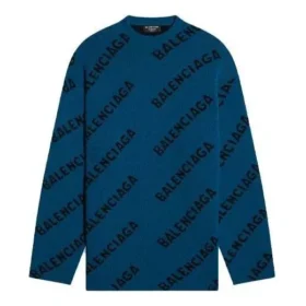 Wollpullover mit Rundhalsausschnitt und durchgehendem Logo „Petrol Blue“ 657400T15672470