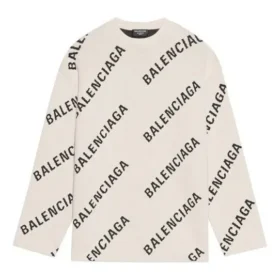 Wollpullover mit Rundhalsausschnitt und durchgehendem Logo „White“ 657401T32009054