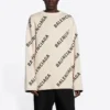 Wollpullover mit Rundhalsausschnitt und durchgehendem Logo „White“ 657401T32009054